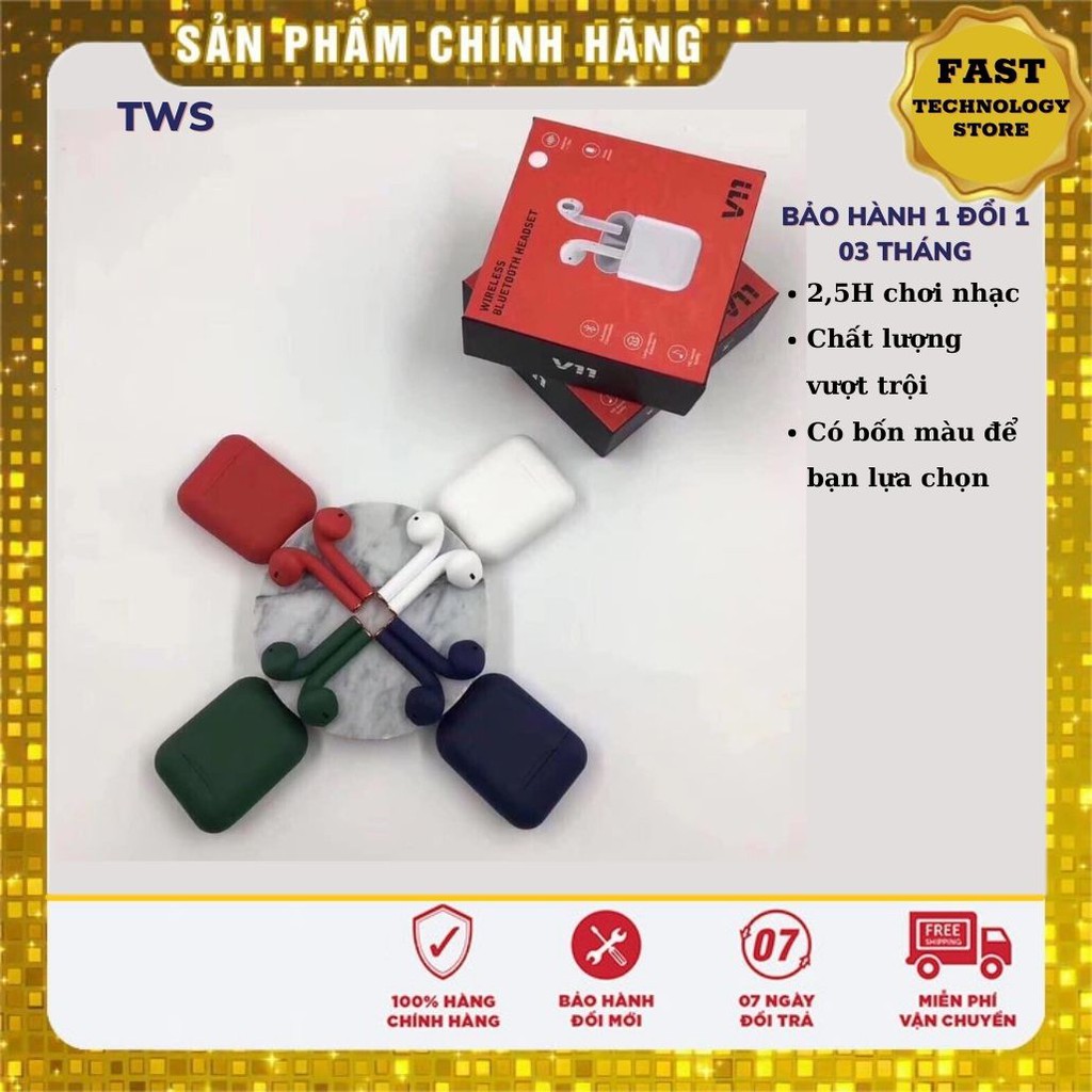 [Mã ELORDER5 giảm 10k đơn 20k] [Chính hãng] Tai nghe Bluetooth Không dây cao cấp V11 i12 TWS