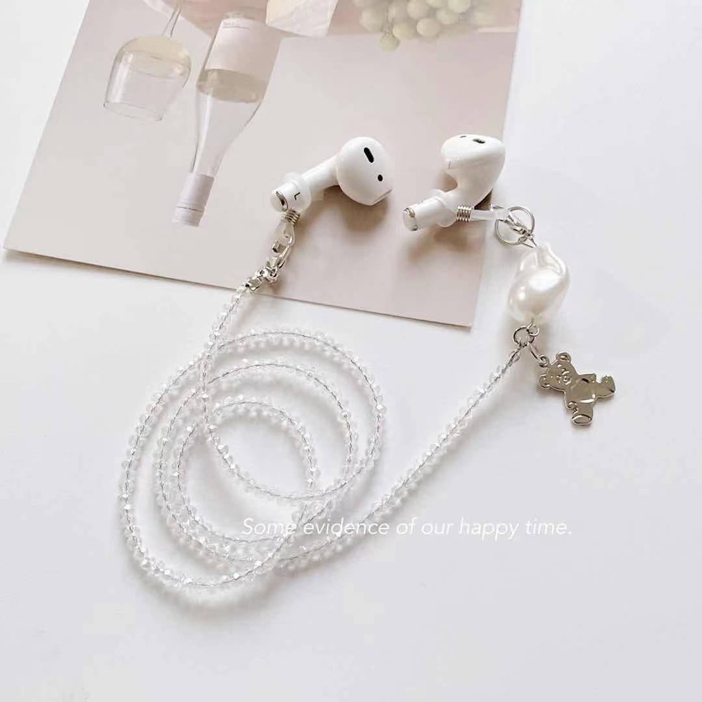 Dây Đeo Mắt Kính Xỏ Hạt acrylic Trong Suốt Hình Gấu Hoạt Hình Sáng Tạo