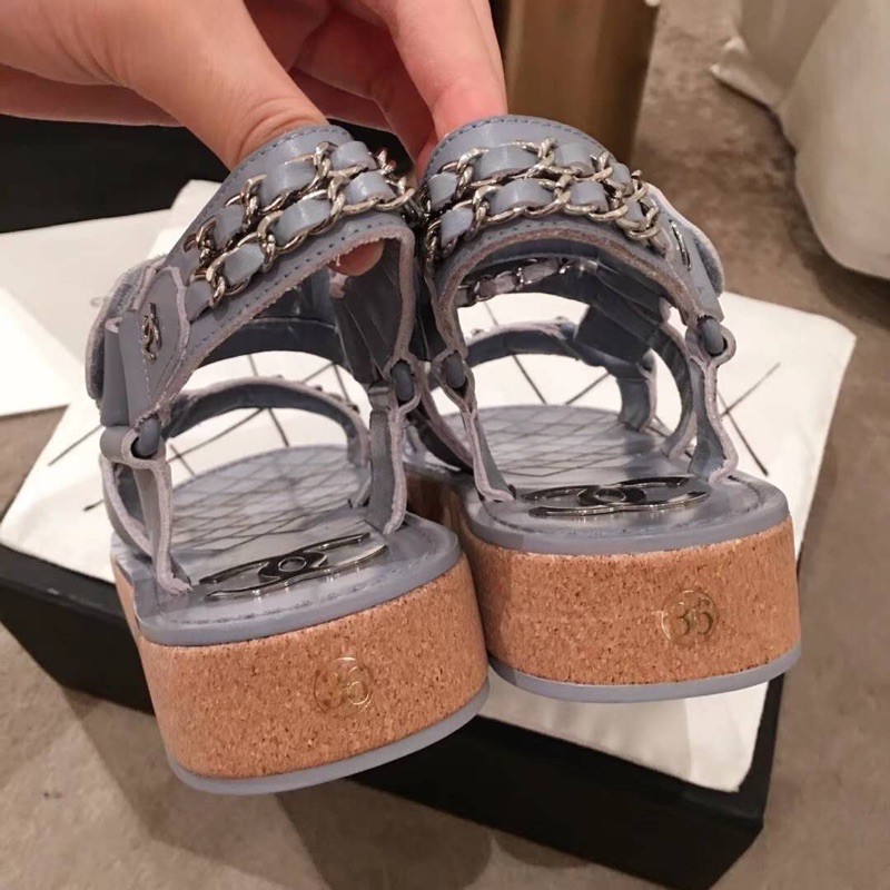 Sandal đế dày 𝘾𝙝𝙖𝙣𝙚𝙡 CN da thật cao cấp