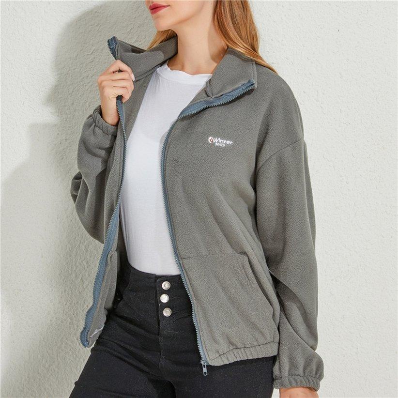 Long Sleeve Women's Zip-up Jacket Sweatshirt Spring Comfortable With Pockets