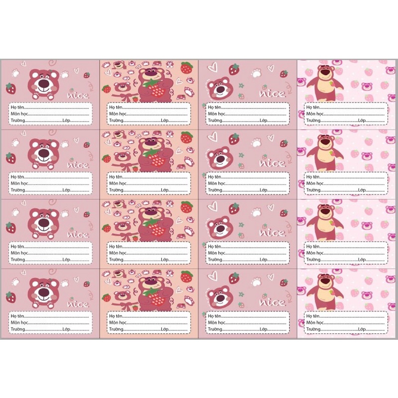 Xấp 16 Nhãn Decal Dán Vở Cắt Sẵn Siêu Cute
