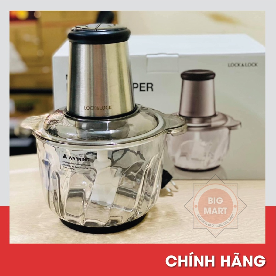 Máy Xay Thịt Cối Thuỷ Tinh Lưỡi Dao Kép Lock&amp;Lock EJM186SLV Dung Tích 2.4L siêu khủng long - EJM186