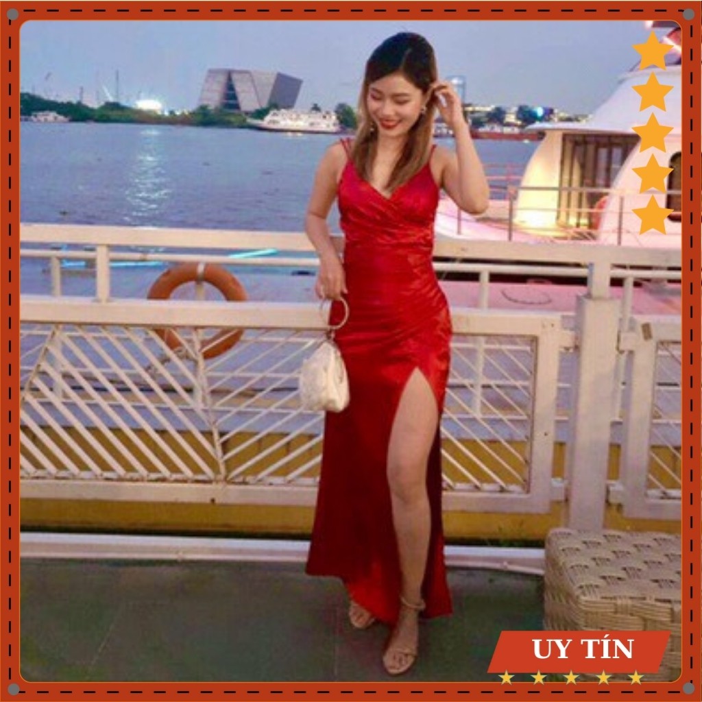 Đầm dạ hội maxi phi cổ đắp chéo xẻ đùi kèm ảnh thật/đầm dự tiệc Eva_home_fashion | BigBuy360 - bigbuy360.vn