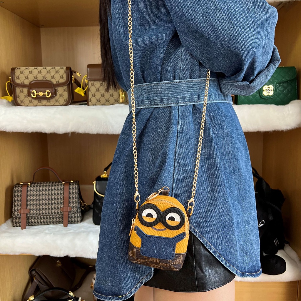 Freeship - Full hộp Túi xách nữ đeo chéo Minion cute chất da siêu mềm hàng loại 1 cao cấp