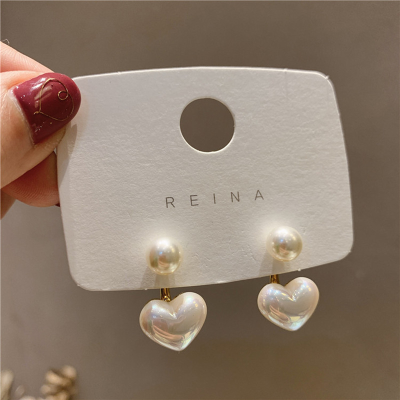 We Flower Korean Heart Pearl Stud Earrings for Women Elegant Ear Jewelry
