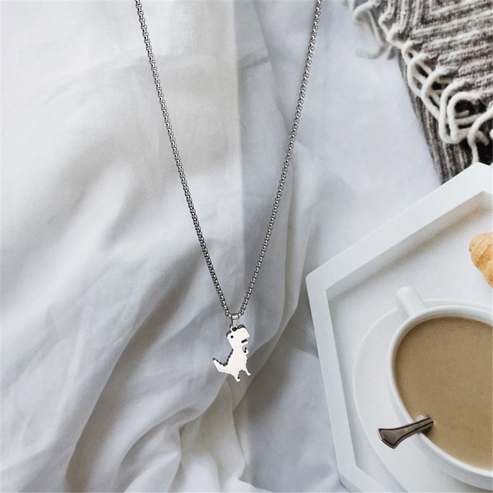 Vòng cổ Thép Titan Mặt Hình Khủng Long Phong Cách Hip Hop Thời Trang Hàn Quốc