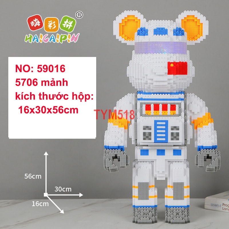Xếp hình Gấu Bearbrick cỡ lớn 55cm Đồ chơi lắp ráp mô hình bear bricK cho bé
