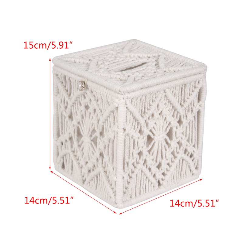 Hộp Đựng Khăn Giấy Bằng Cotton Dệt Tay Có Khóa Hạt Trang Trí Nhà Cửa / Văn Phòng
