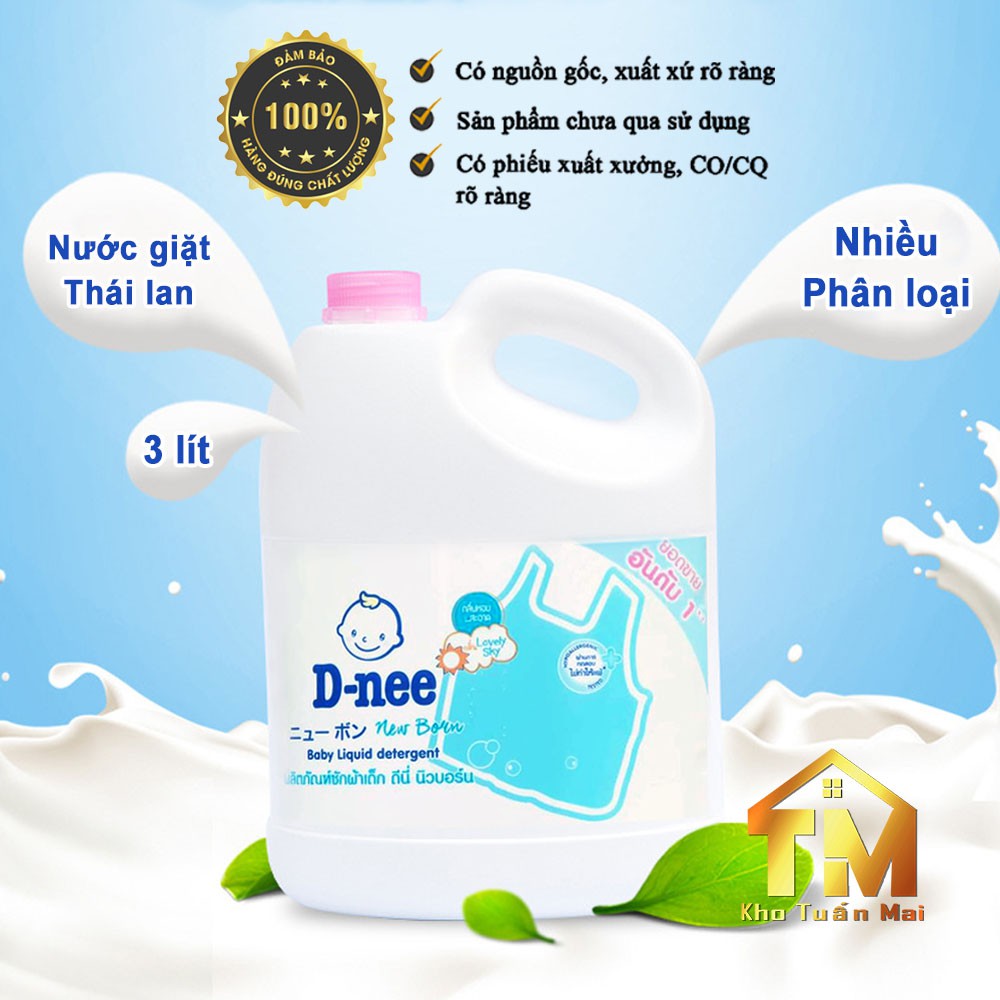 [CHÍNH HÃNG] Nước giặt Dnee 💎SALE💎 an toàn cho bé túi 3000ml Thai Lan chính hãng tem công ty Đại Thịnh