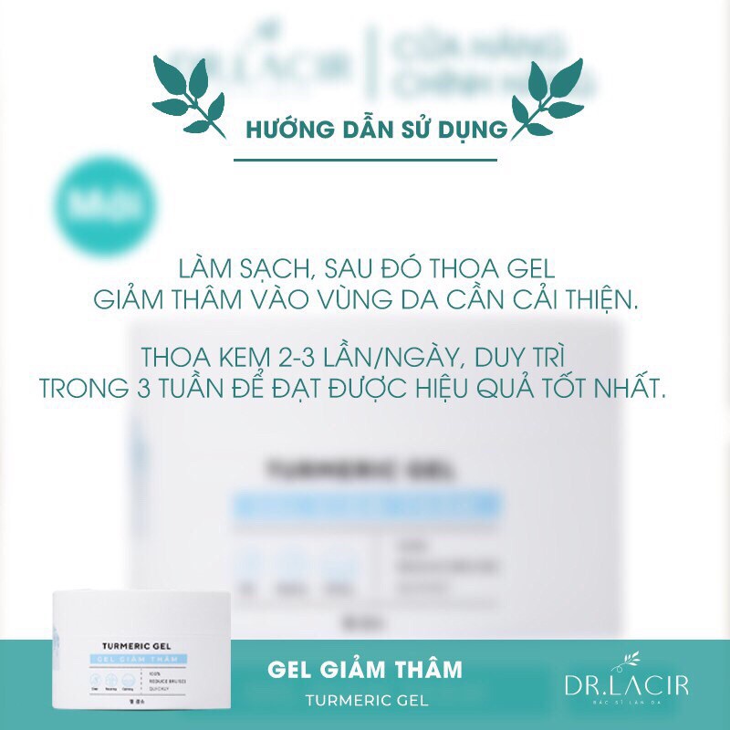 Gel giảm thâm mụn Dr. Lacir Tumeric Gel dưỡng trắng mờ thâm 50gr LM21