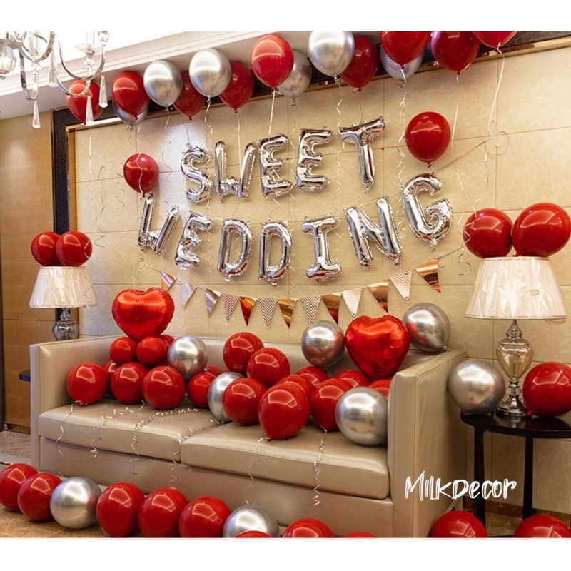 set bóng trang trí phòng cưới, bóng bay trang trí phòng cưới MC00