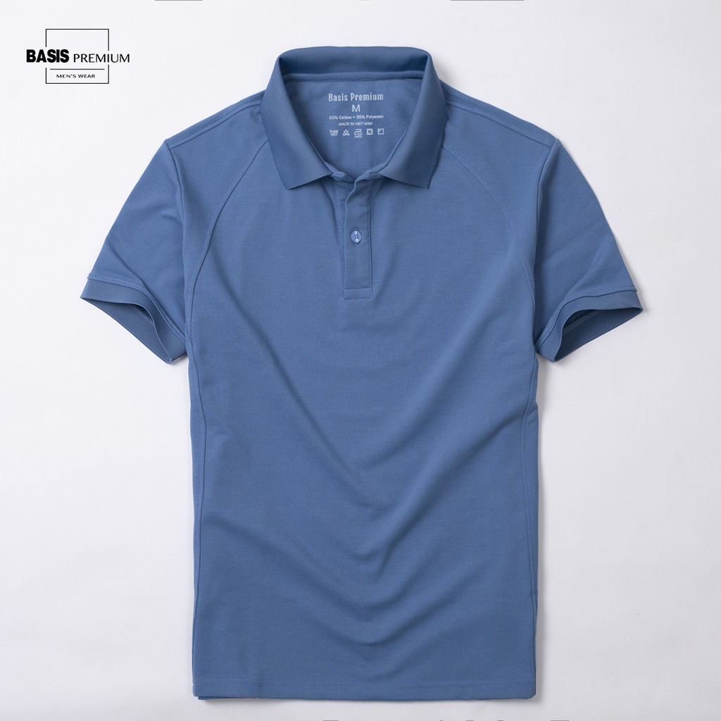 Áo polo nam Basis trơn phối gân dọc màu sang trọng, lịch lãm Basis APL37 | BigBuy360 - bigbuy360.vn