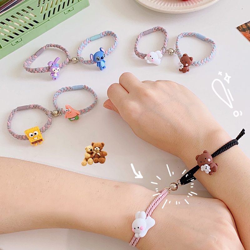 Set 2 Vòng Tay Nam Châm Hình Gấu   Thỏ Dễ Thương Cho Cặp Đôi OUYOU | BigBuy360 - bigbuy360.vn