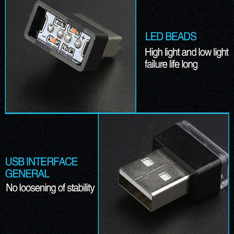 Đèn LED USB Mini Tự Động Trang Trí Nội Thất Xe Hơi