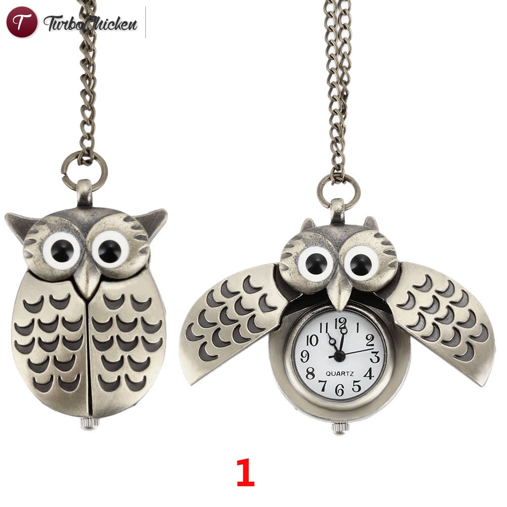 Đồng Hồ Quả Quýt Chạm Khắc Hình Con Cú Phong Cách Vintage