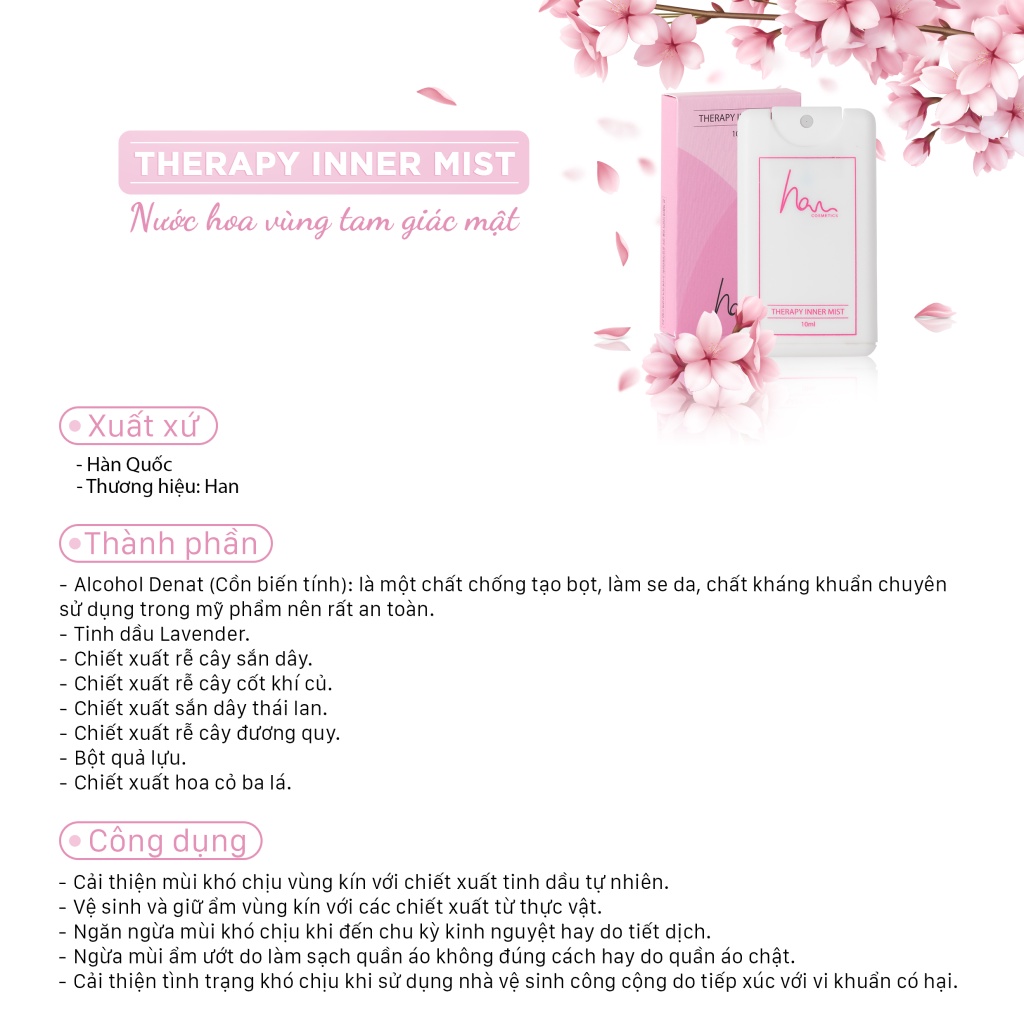 Nước hoa vùng kín H.A.N Therapy Inner Mist 10ml