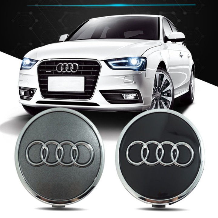 Logo chụp mâm bánh xe ô tô Audi Q7 AUD77 đường kính 77cm