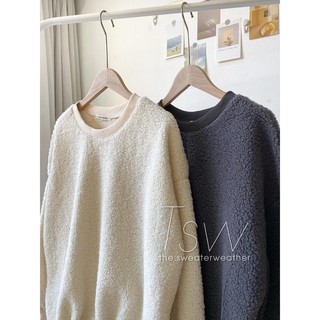 Áo sweater cổ tròn lông cừu