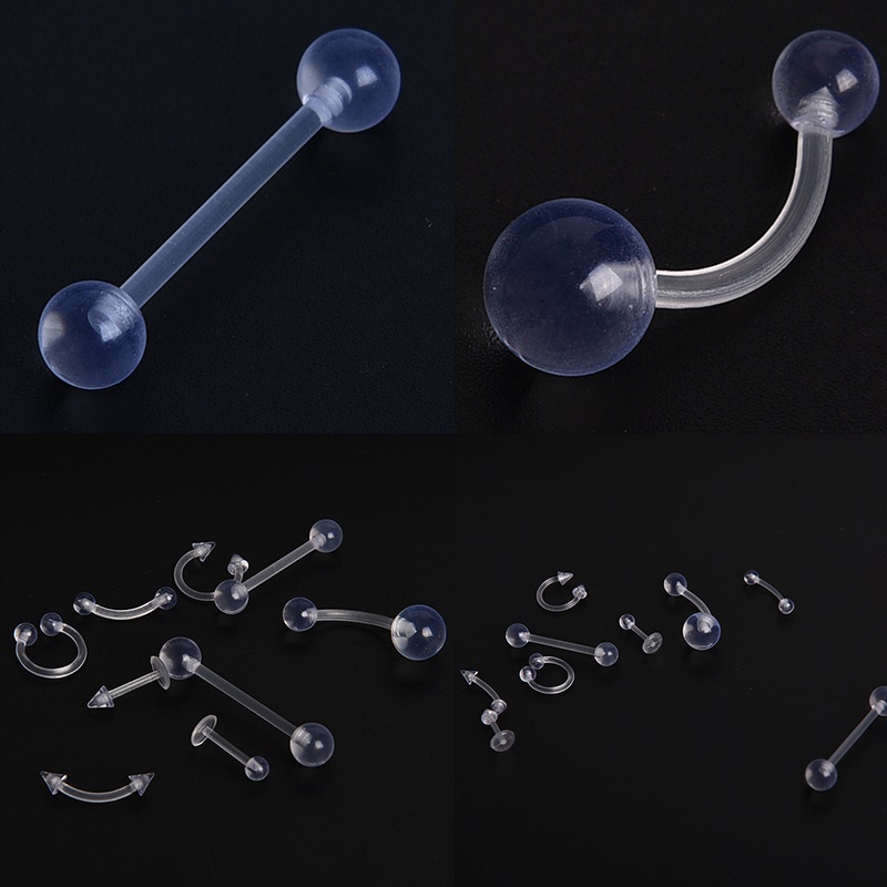 Bộ 9 Khuyên Xỏ Cơ Thể Trong Suốt Cá Tính