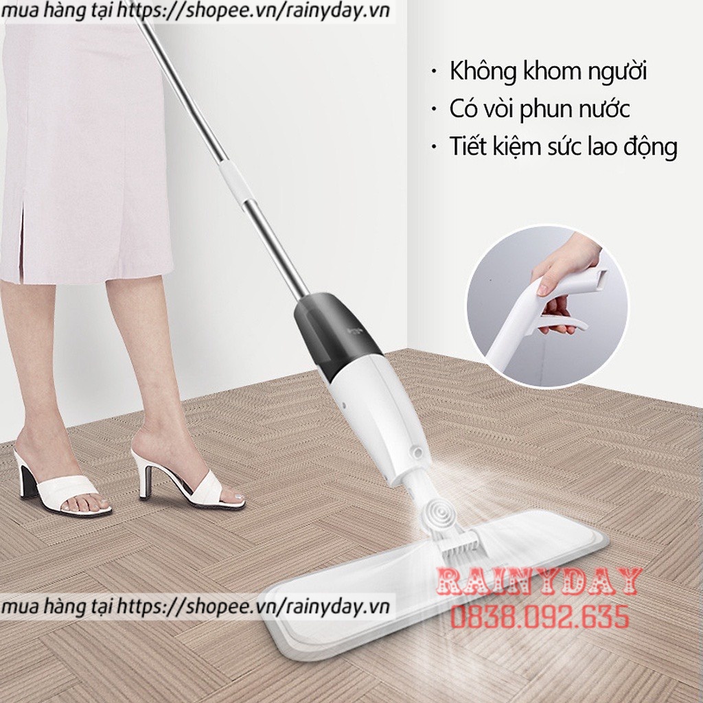 Chổi lau nhà phun sương, cây lau nhà đa năng thông minh 2 in 1 có bình xịt nước tự động