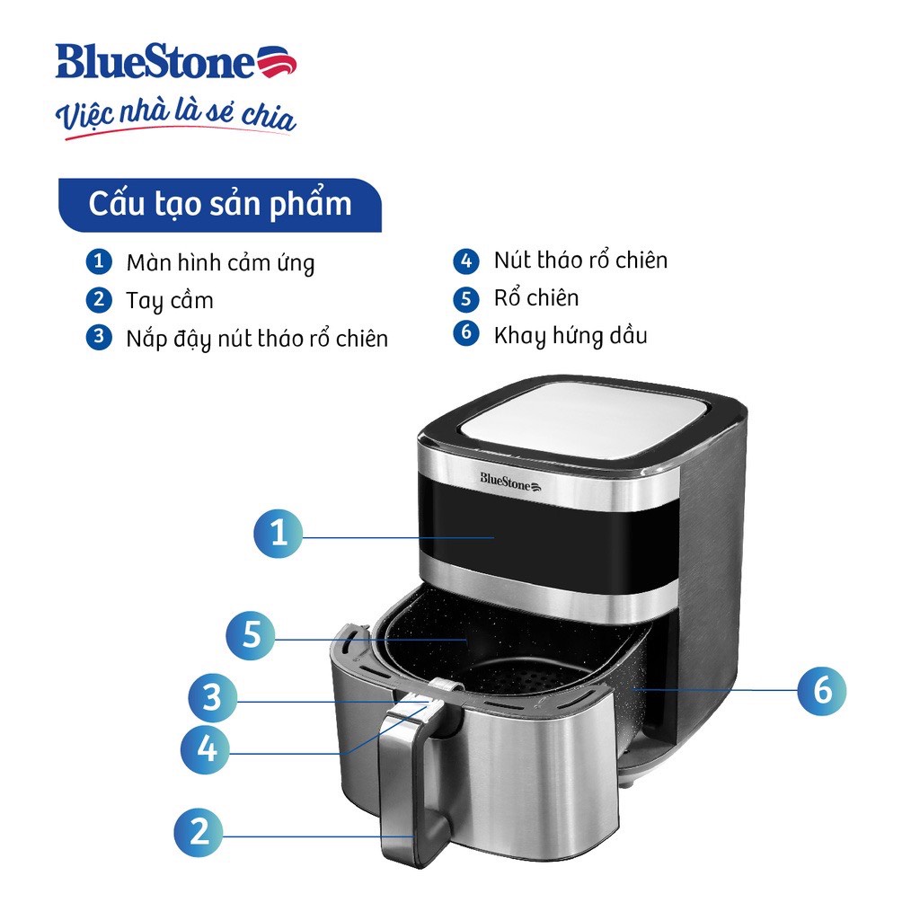 Nồi Chiên Không Dầu BlueStone AFB-5885  - Hàng chính hãng - Bảo hành 24 tháng