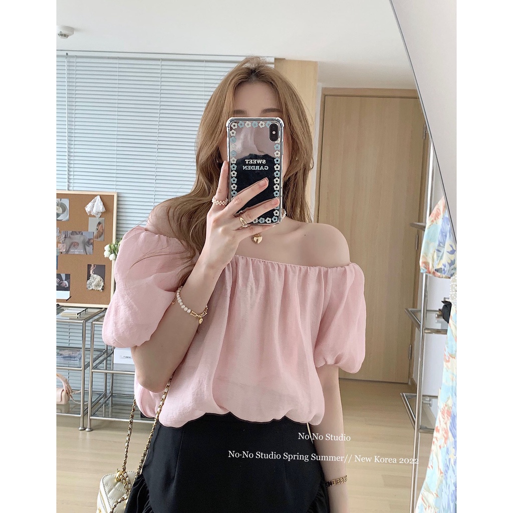 Áo Sơ Mi Tay Phồng Một Vai Thiết Kế Cỡ Nhỏ Thời Trang Trẻ Trung