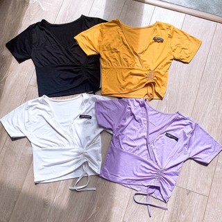 áo croptop đắp chéo rút eo