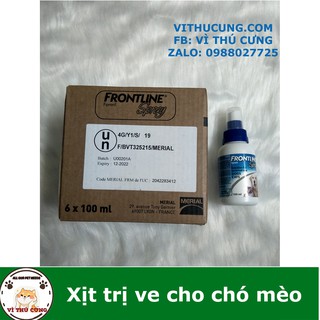 FRONLINE- SPRAY:  THÙNG THUỐC XỊT VE, RẬN CHO CHÓ MÈO ( 6 CHAI)