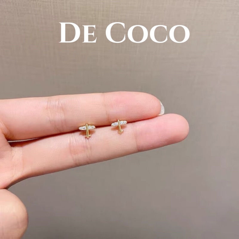 Khuyên tai bạc hình máy bay mini Flight decoco.accessories
