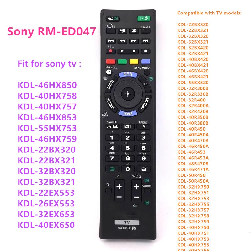 Sony Smart TV Điều Khiển Từ Xa Bravia TV Cho SONY TV RM-ED047 CHO SONY BR TV KDL-46HX850 KDL-40HX758