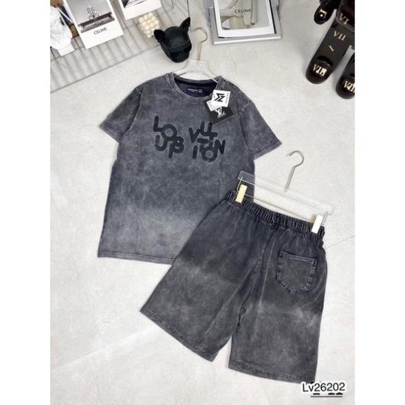 [Sẵn hàng] Bộ Quần Áo Nam LV In Chữ Siêu Chất - Bộ Quần Áo Nam Loang Chất Cotton Mát Mịn