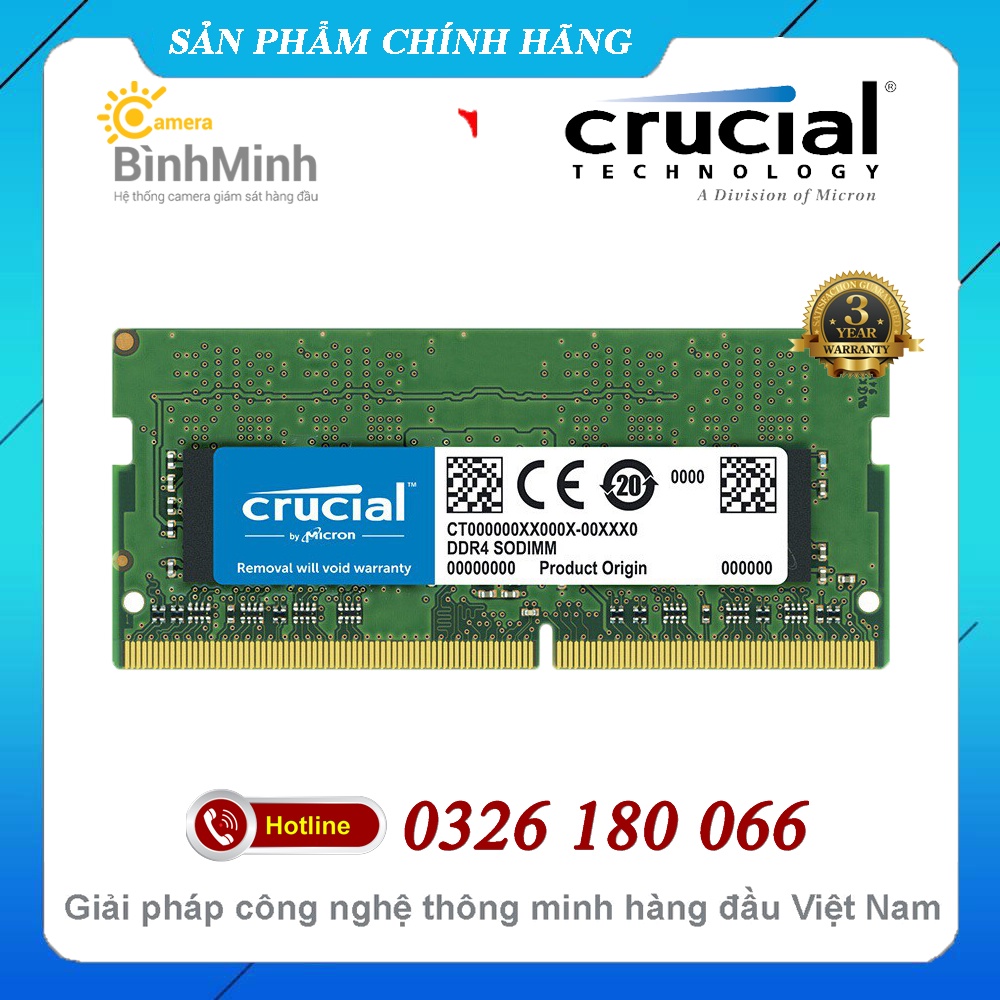 RAM Laptop 8GB 16GB 32GB Crucial DDR4 Bus 3200MHz - BH 3 Năm