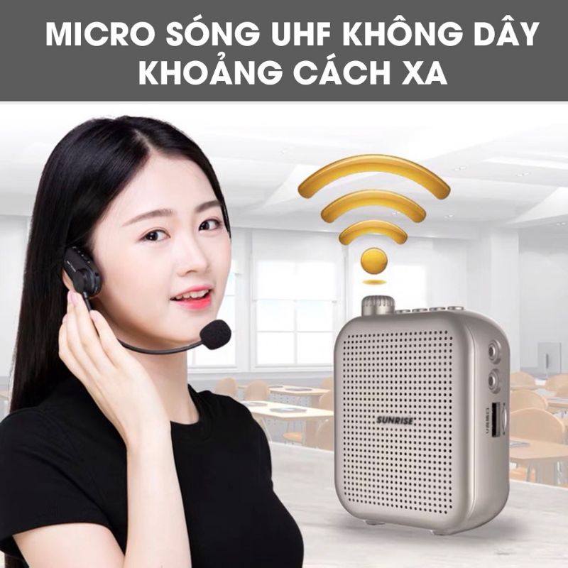Máy trợ giảng chính hãng sunrise SM-919 kèm micro không dây UHF
