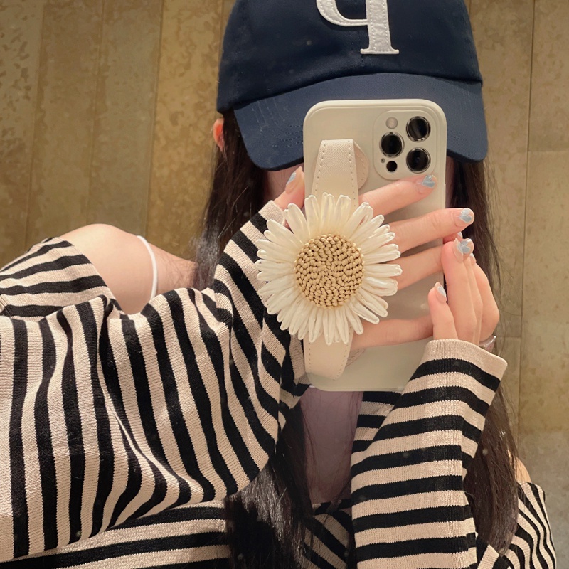 Ốp Lưng Da HìNh Hoa HướNg Dương Sang TrọNg Có Dây Đeo Cổ Tay Cho iPhone 12 13 Pro Max iPhone 11 Pro Max iPhone X XR Xs Max XR 7 8 Plus