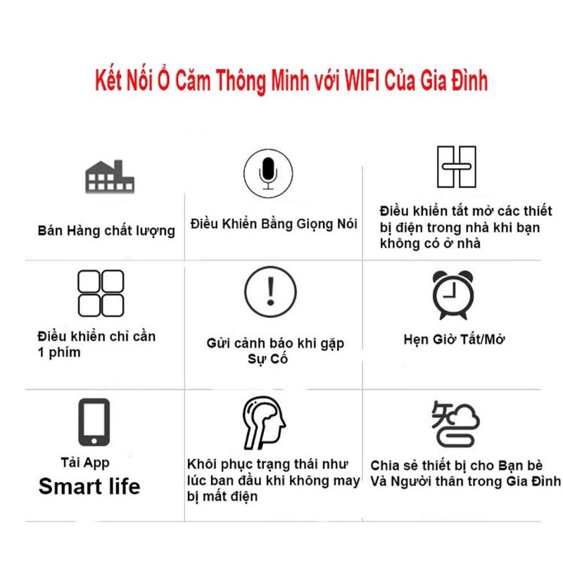 Ổ cắm wifi 16A/EU Tuya Smartlife Hẹn giờ thông minh - Đo điện năng tiêu thụ