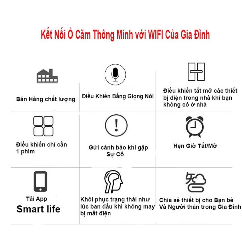 Ổ cắm wifi hẹn giờ bật tắt/App Smartlife/10A 16A US.Tặng kèm Adaptor