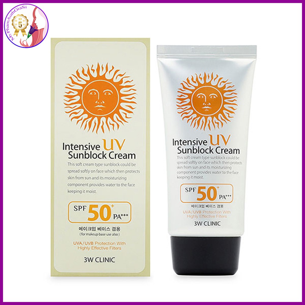 Kem chống nắng 3W Clinic Intensive UV Sunblock bảo vệ da SPF 50+ PA+++ 70ml Hàn Quốc