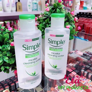 NTT nước tẩy trang Simple Kind To Skin Micellar Cleansing Water DỊU NHẸ cho da nhạy cảm 200ml