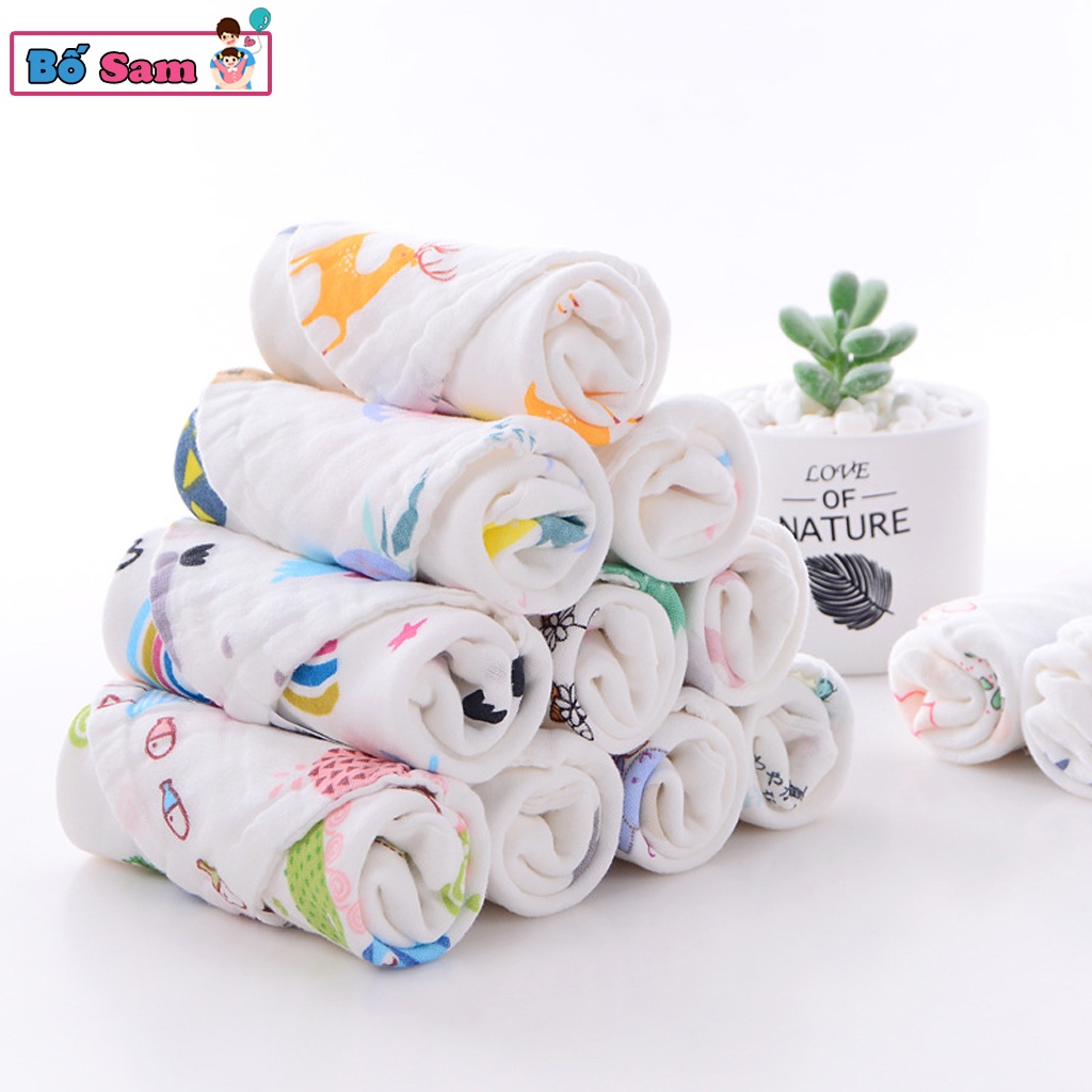 Khăn Xô 6 Lớp cho bé khăn sữa họa tiết đáng yêu, ngộ nghĩnh 25 x 25 cm Shop Bố Sam