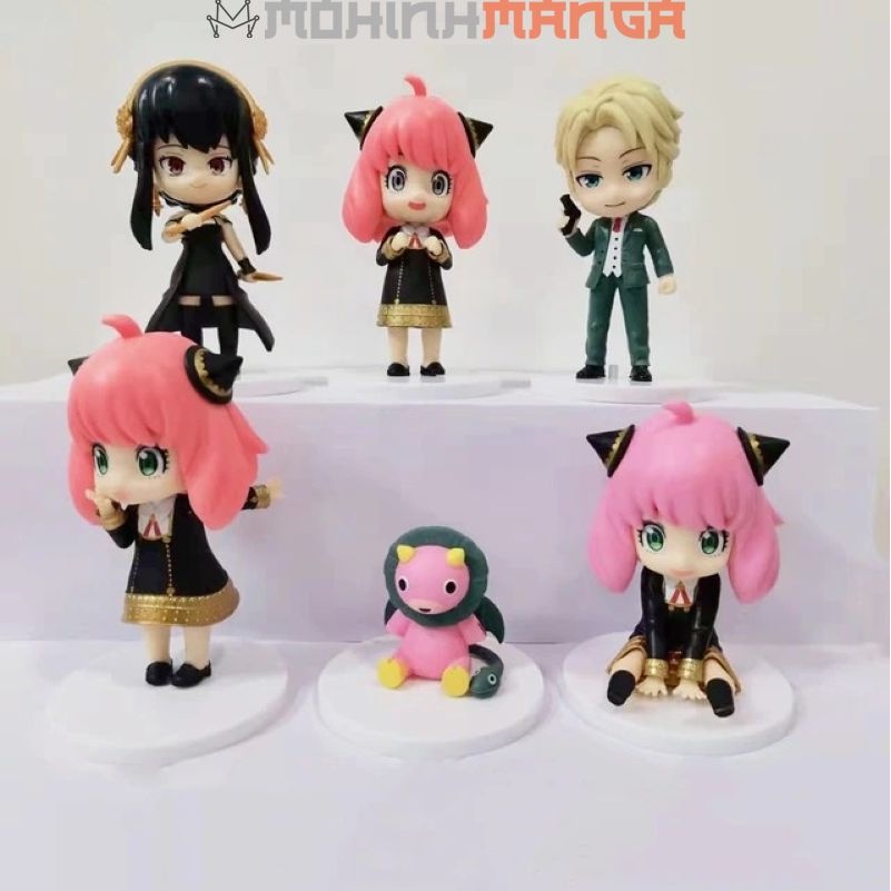 Mô hình 6 nhân vật Spy X Family Gia đình điệp viên Chibi Loid Forger Yor Forger Anya Forger cao 10cm