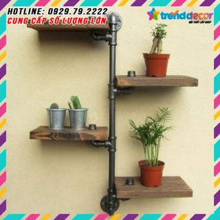 Kệ treo tường gỗ kệ ống nước để đồ nội thất 4 tầng chất liệu ống nước trang trí nhà, quán cafe đẹp độc lạ