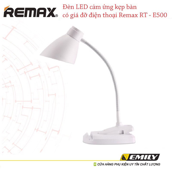 Đèn LED cảm ứng kẹp bàn có giá đỡ điện thoại Remax RT - E500