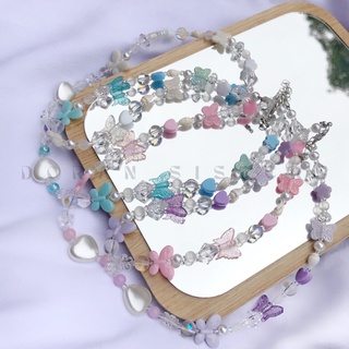 Vòng cổ - Dây chuyền hologram trái tim và các loại charm khác theo tone màu pastel có mắt xích phong cách Hàn Quốc 💜