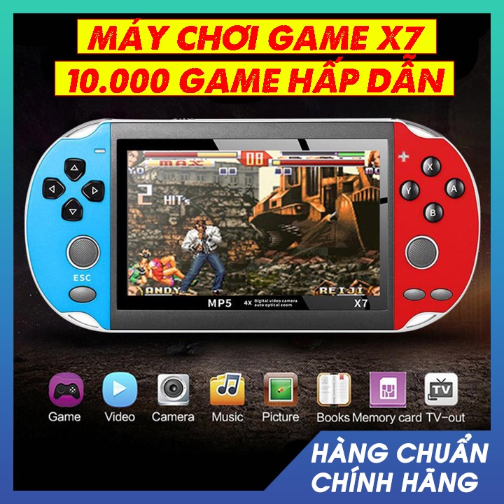 Máy chơi game cầm tay X7 hơn 10.000 game, tích hợp máy ảnh, máy nghe nhạc, kết nối TV