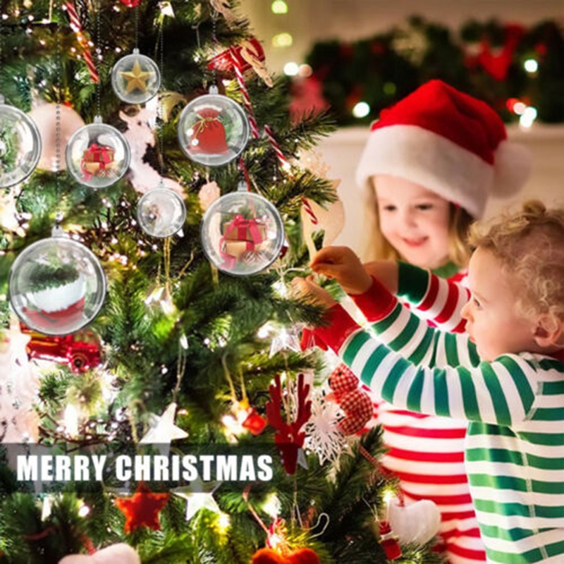 Trái Châu Bằng Nhựa Trong Suốt Kích Thước 5 / 6 / 8 / 10cm Dùng Trang Trí Cây Thông Giáng Sinh