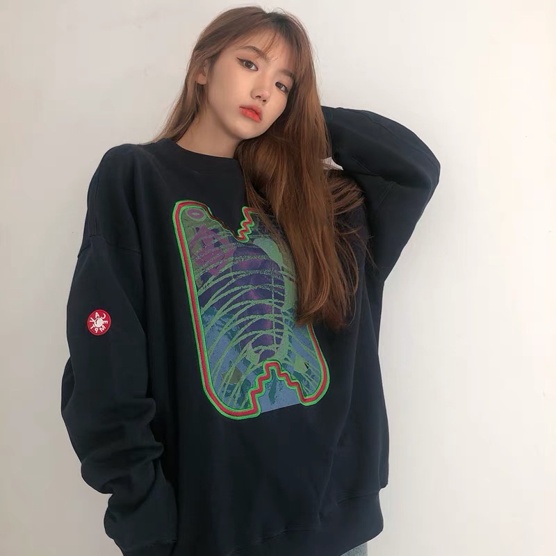 NRVP Áo Hoodie Dáng Rộng Thời Trang Hàn Quốc Đơn Giản Cá Tính Cho Nữ