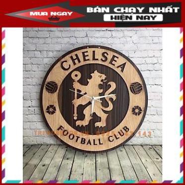 GIÁ GỐC- ĐỒNG HỒ GỖ TREO TƯỜNG LOGO BÓNG ĐÁ CHEL đẹp trang trí nhà và quán cafe Trenddecor