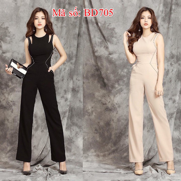 Jumpsuit đồ bay quần dài áo sát nách đính đá