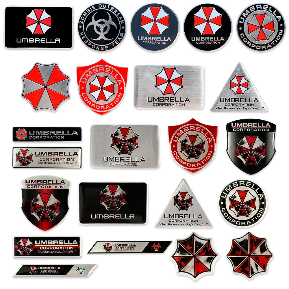 UMBRELLA CORPORATION Kim loại nhôm Nhãn dán xe Thân cây Fender Hình dán huy hiệu Biểu tượng Resident Evil Decal sửa đổi ô tô