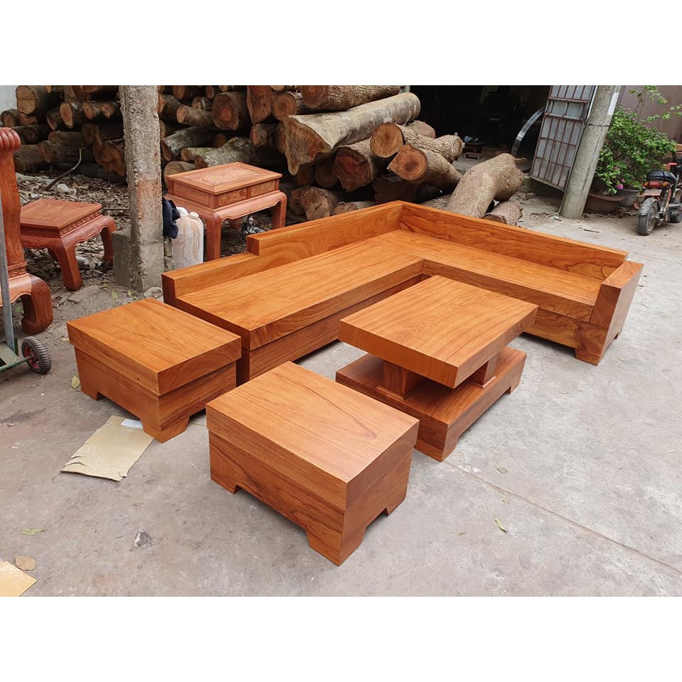 Bộ bàn ghế Sofa Góc gỗ Gõ Đỏ